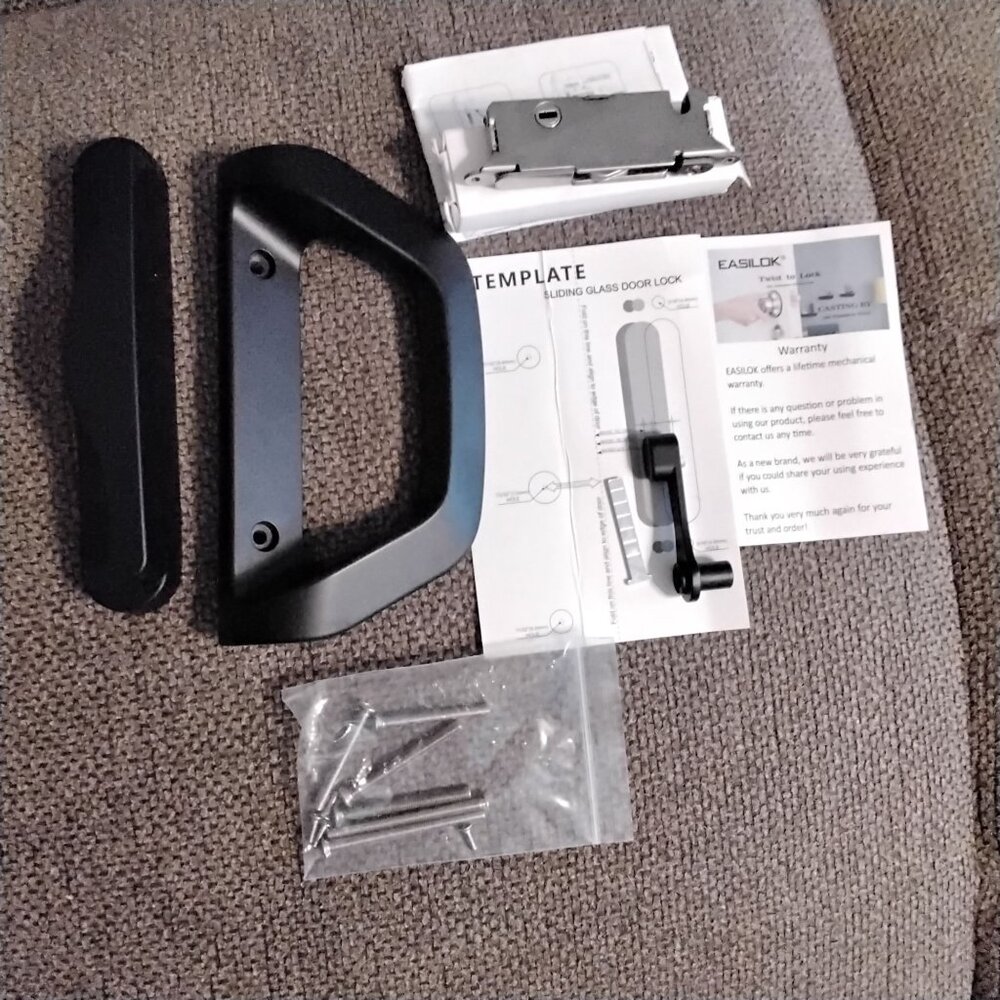 Easilok Sliding Glass Door Lock Set With Template & Screws Black